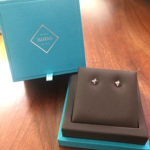 Birks Silver Rock & Pearl Earrings